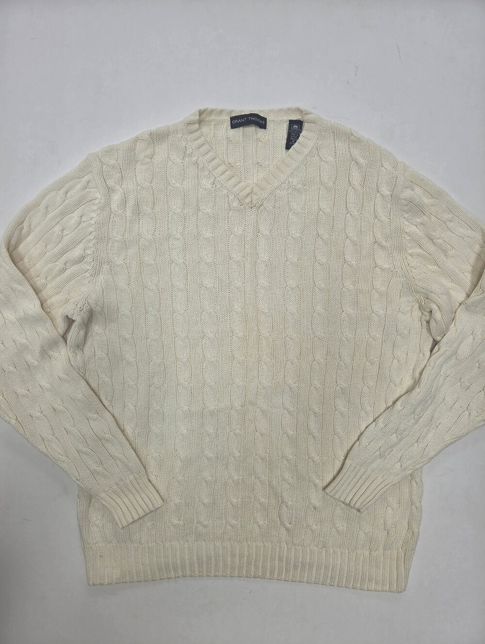 Grant Thomas Men’s Cable Knit Cotton Crewneck Pullover Sweater Size Medium